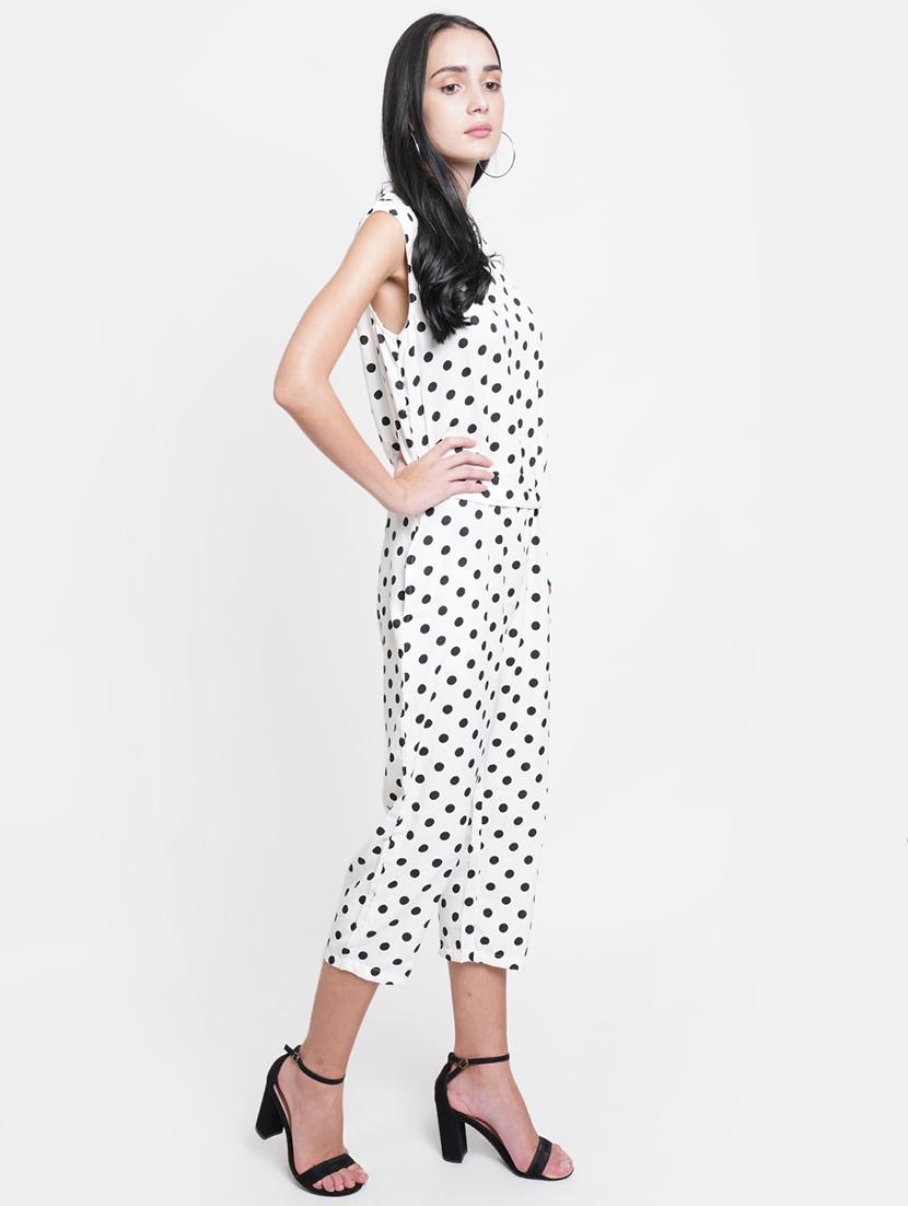 tie front polka dot jumpsuit - 18113047 - Zoom Image - 2