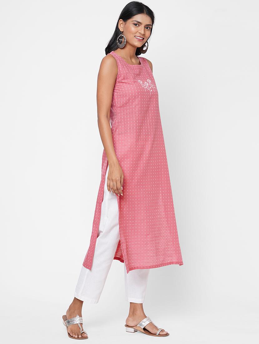 embroidered straight kurta - 18113067 - Zoom Image - 2