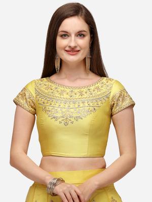 yellow net flared lehenga - 18113444 - Standard Image - 4