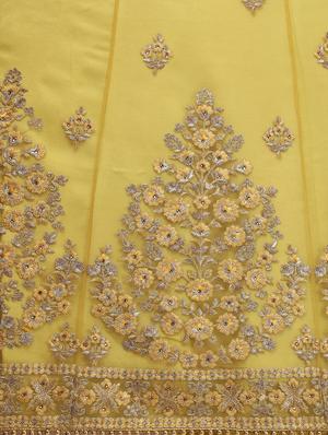 yellow net flared lehenga - 18113444 - Standard Image - 5