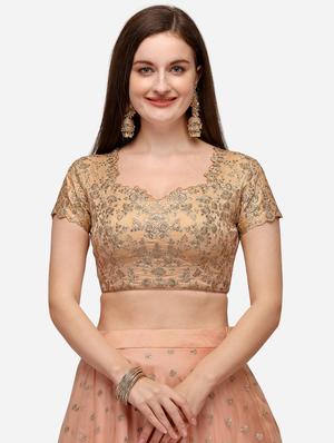 beige net flared lehenga - 18113448 - Standard Image - 4