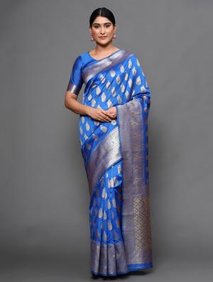 ethnic motifs banarasi saree with blouse - 18113790 - Standard Image - 2