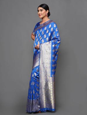 ethnic motifs banarasi saree with blouse - 18113790 - Standard Image - 3
