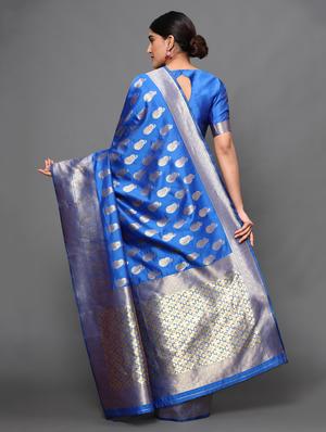 ethnic motifs banarasi saree with blouse - 18113790 - Standard Image - 4