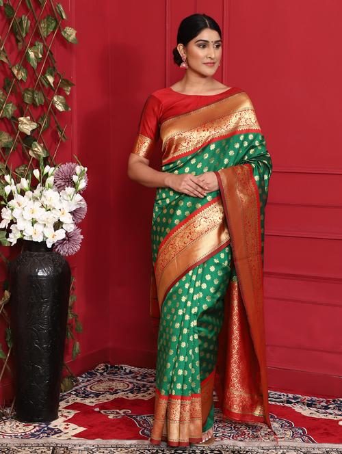 ethnic motifs banarasi saree with blouse - 18113864 - Standard Image - 1