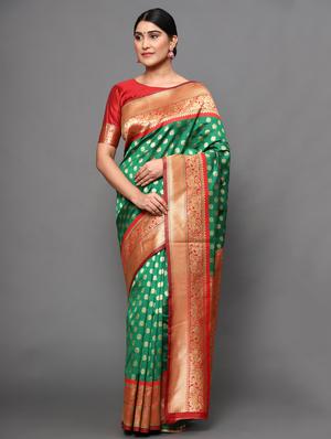 ethnic motifs banarasi saree with blouse - 18113864 - Standard Image - 2
