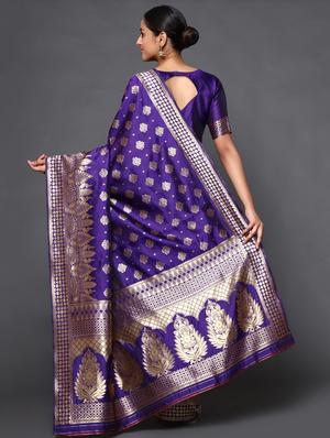 ethnic motifs banarasi saree with blouse - 18113873 - Standard Image - 4