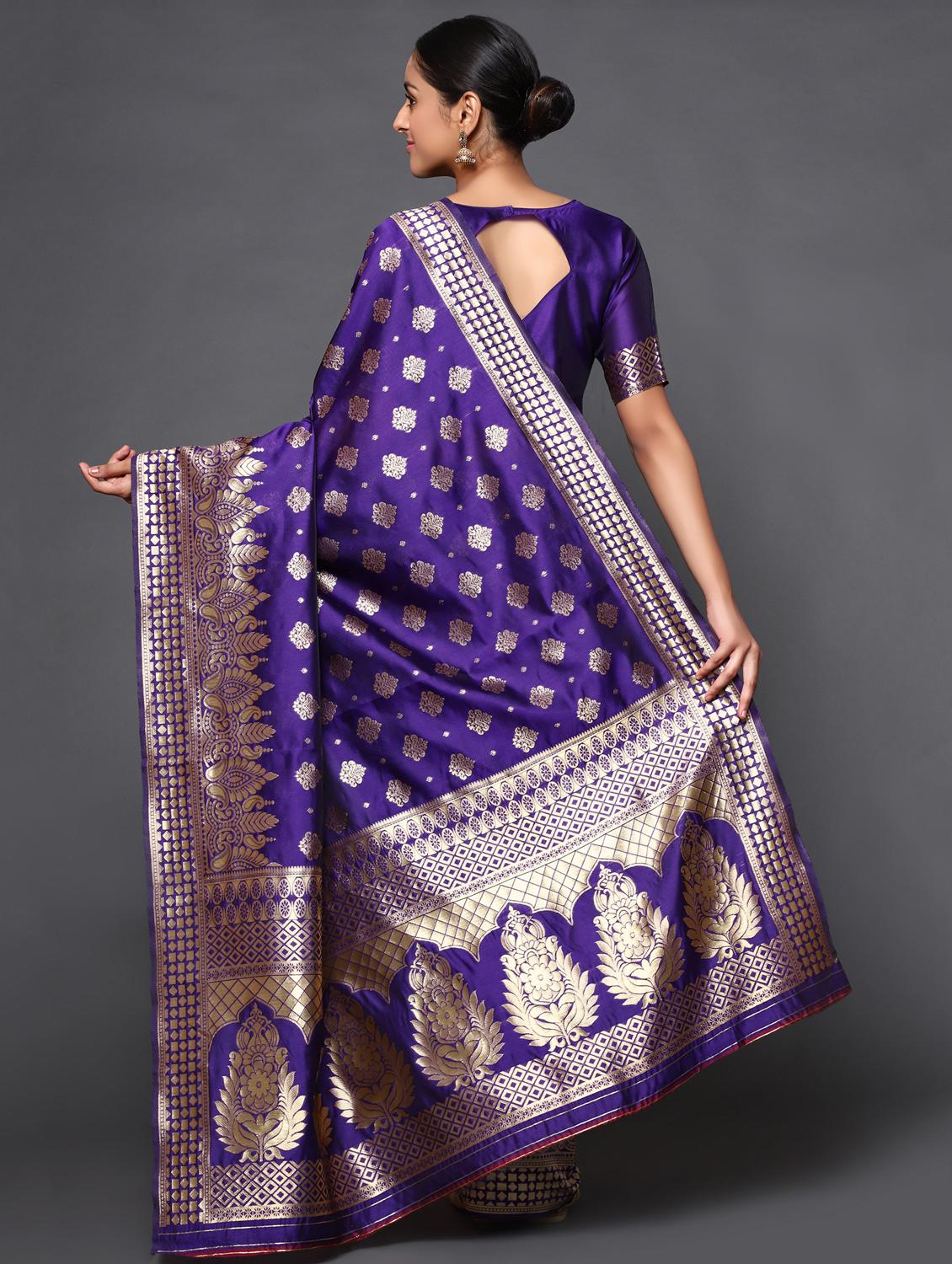 ethnic motifs banarasi saree with blouse - 18113873 - Zoom Image - 4