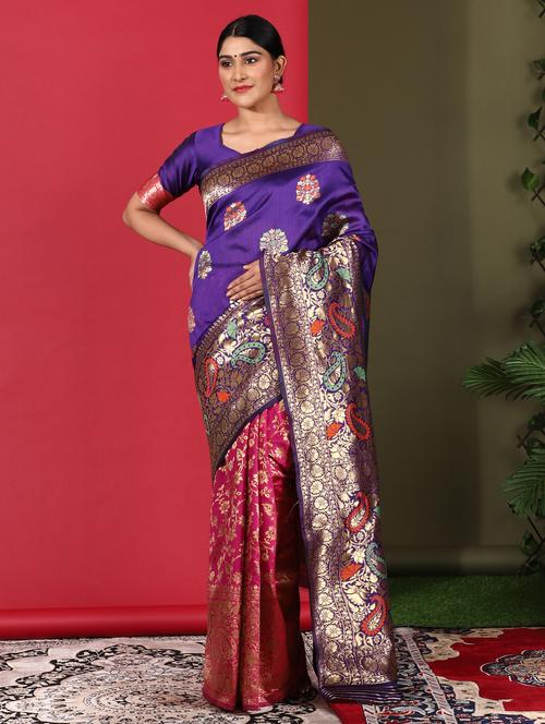 ethnic motifs banarasi saree with blouse - 18113903 - Standard Image - 1
