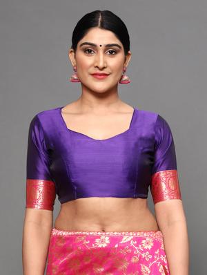 ethnic motifs banarasi saree with blouse - 18113903 - Standard Image - 5