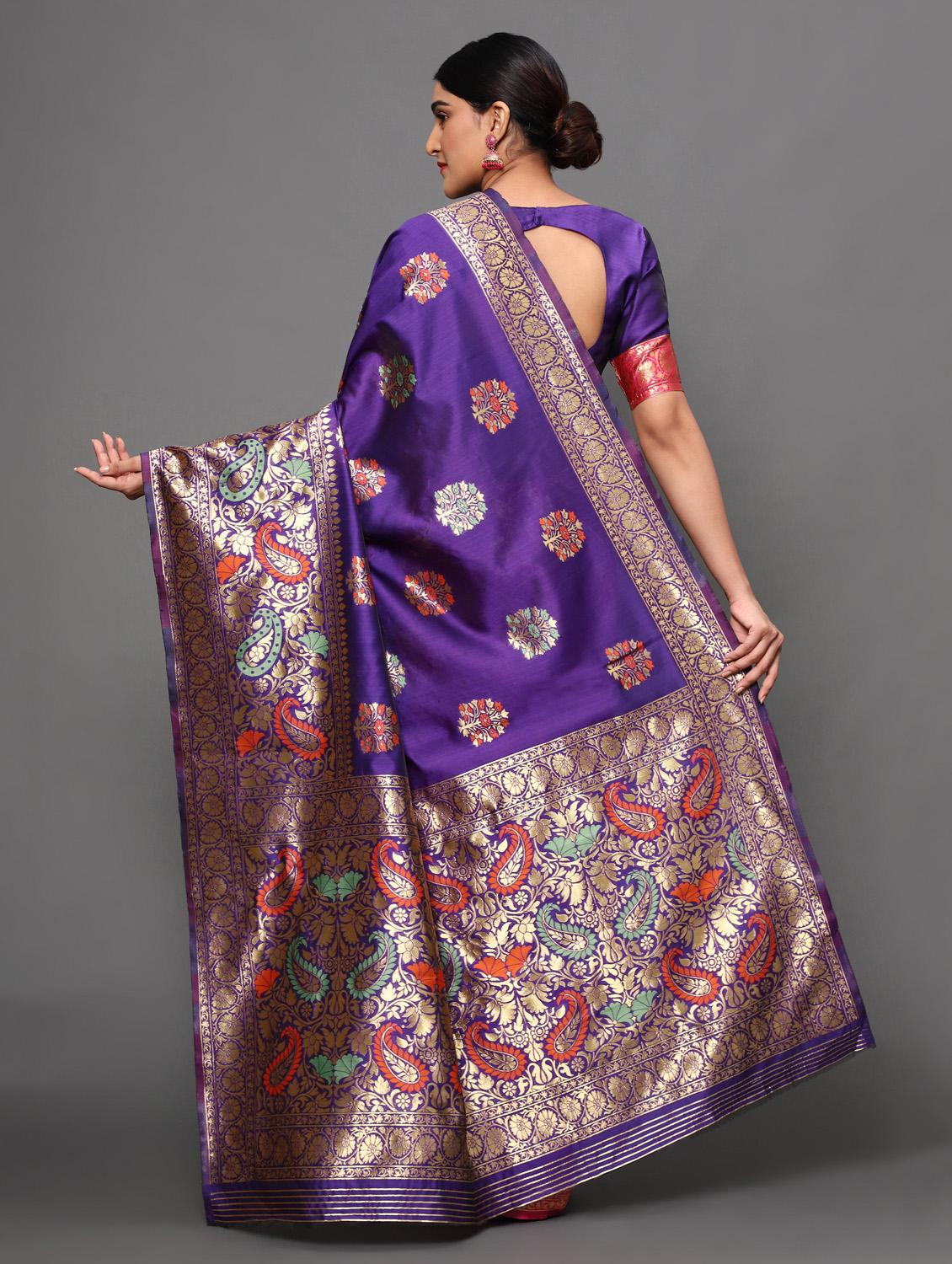 ethnic motifs banarasi saree with blouse - 18113903 - Zoom Image - 4
