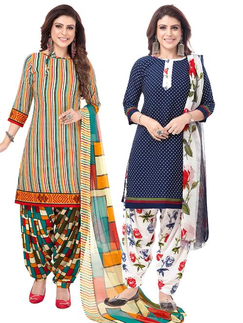 multi colored synthetic suit combos unstitched - 18114516 - Standard Image - 1