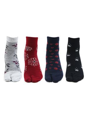 set of 4 multi colored wool toe seperator socks - 18116404 - Standard Image - 2