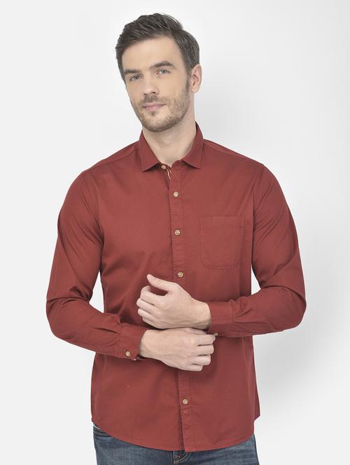 maroon solid casual shirt - 18117620 - Standard Image - 1