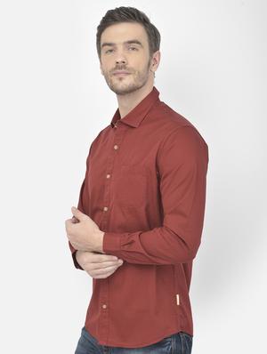 maroon solid casual shirt - 18117620 - Standard Image - 2