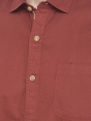 maroon solid casual shirt - 18117620 - Standard Image - 5