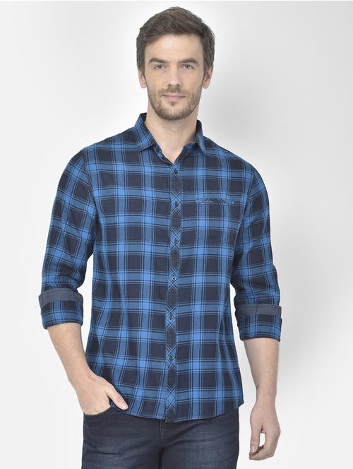 blue checked casual shirt - 18117635 - Standard Image - 1