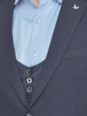 navy blue polyester blend single breasted suit - 18117655 - Standard Image - 4