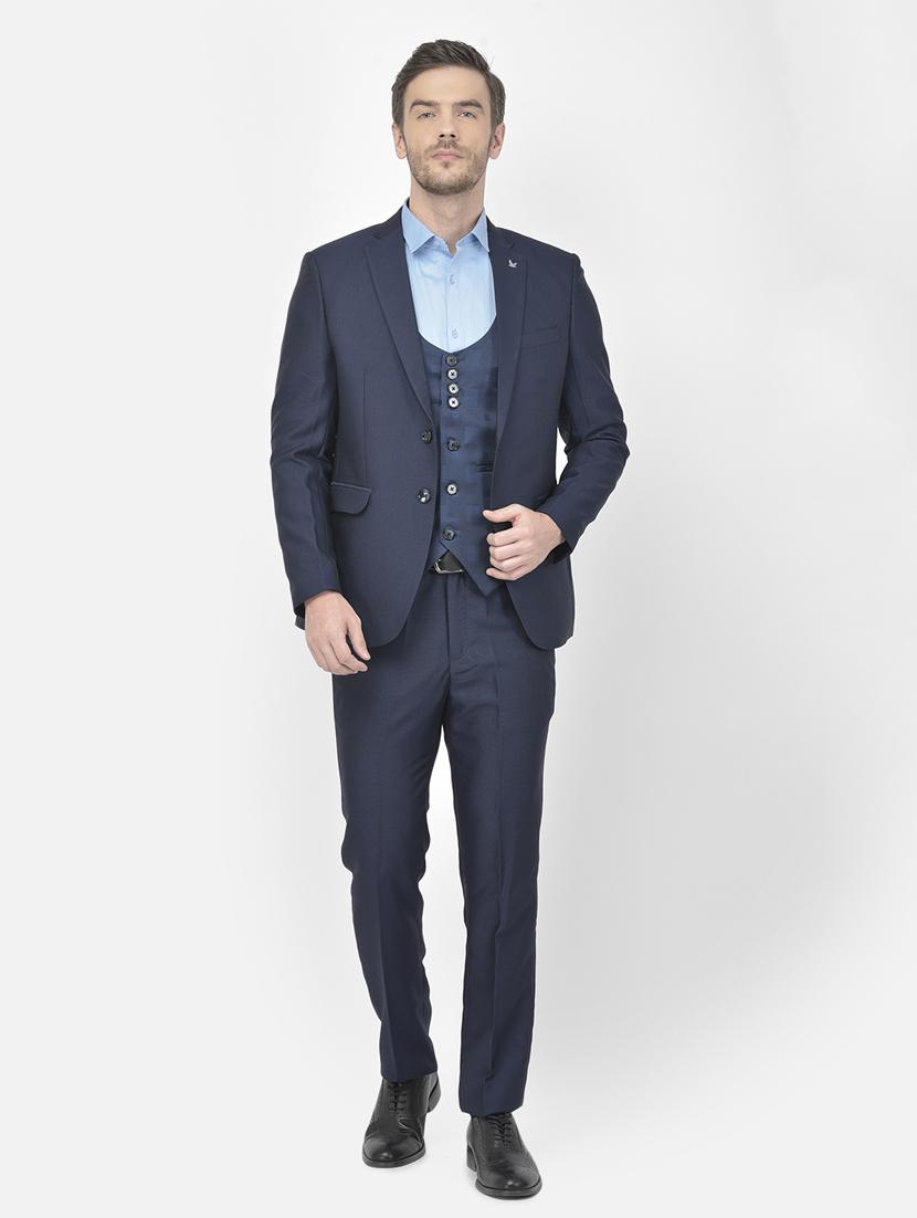 navy blue polyester blend single breasted suit - 18117655 - Zoom Image - 1