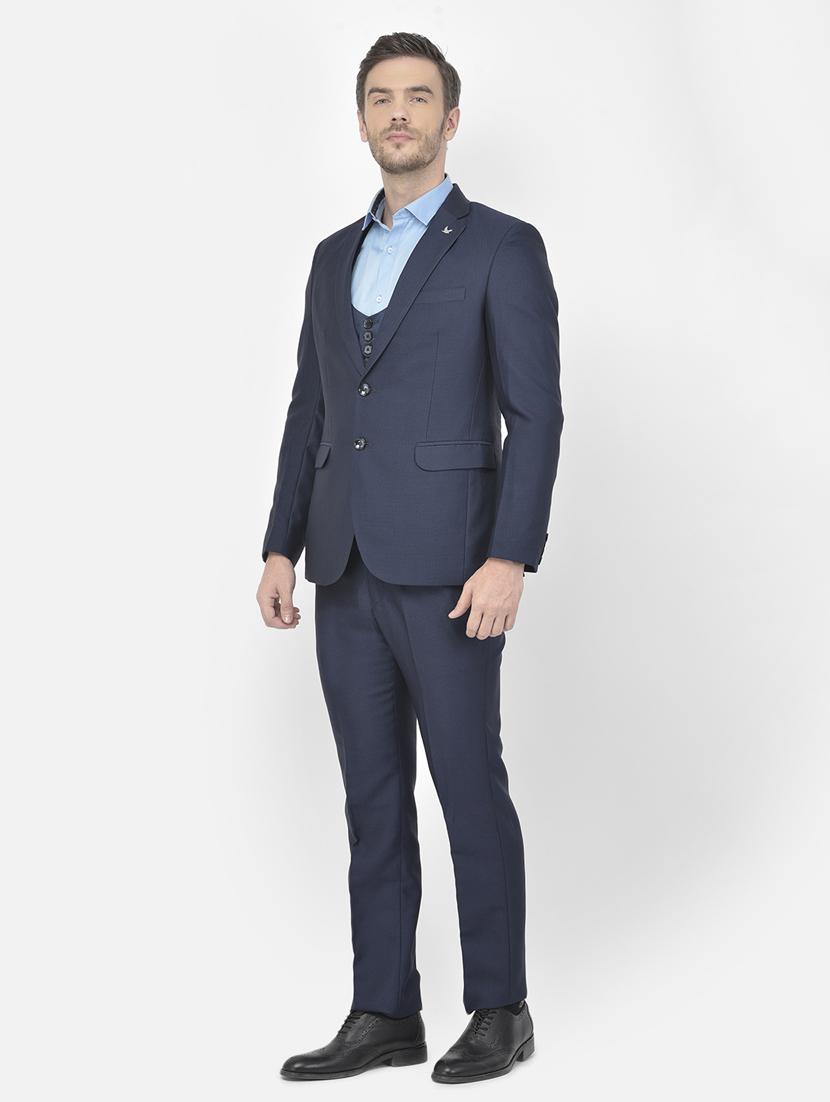 navy blue polyester blend single breasted suit - 18117655 - Zoom Image - 2