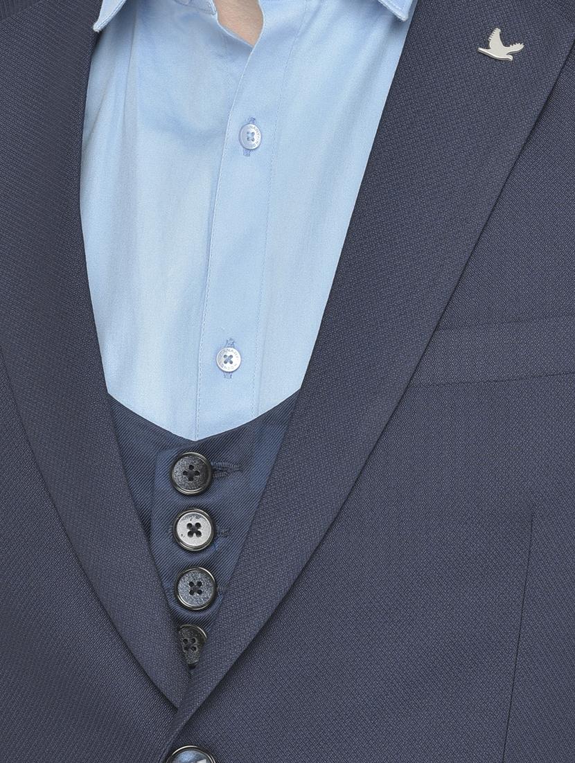 navy blue polyester blend single breasted suit - 18117655 - Zoom Image - 4