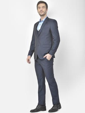 blue polyester blend single breasted suit - 18117658 - Standard Image - 2