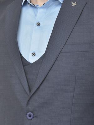 blue polyester blend single breasted suit - 18117658 - Standard Image - 4