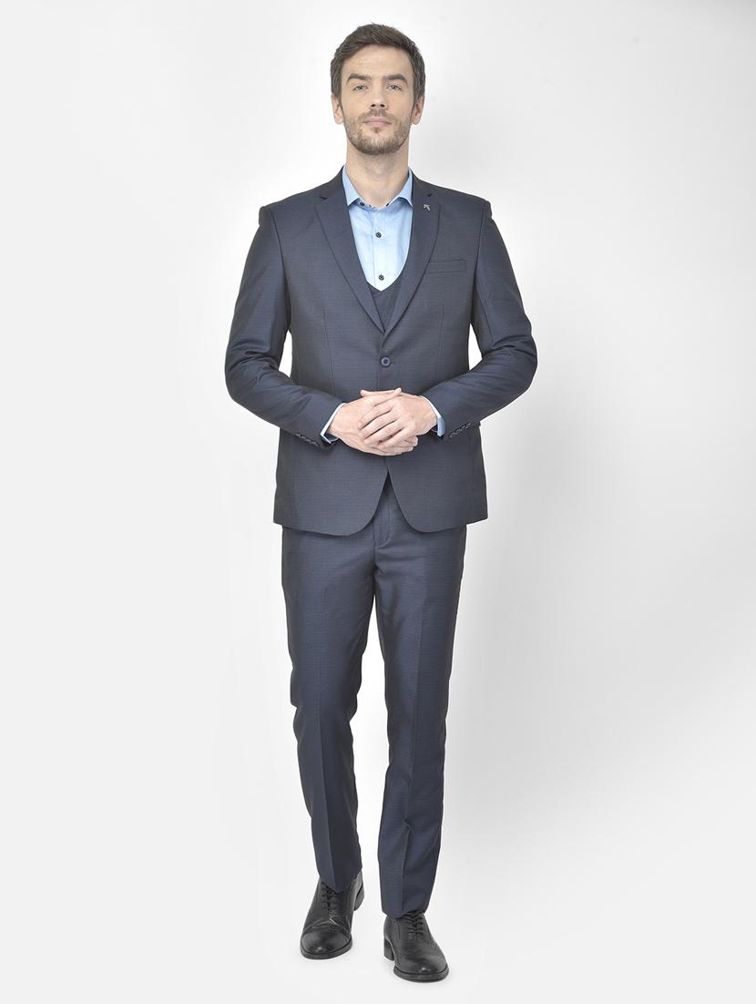 blue polyester blend single breasted suit - 18117658 - Zoom Image - 1