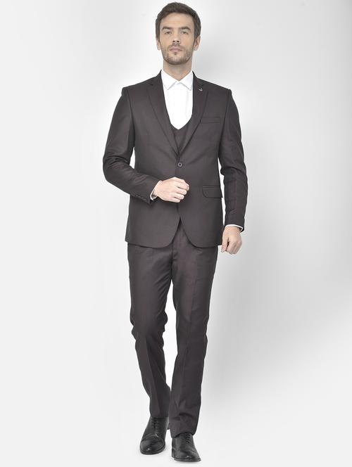 brown polyester blend single breasted suit - 18117659 - Standard Image - 1