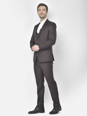 brown polyester blend single breasted suit - 18117659 - Standard Image - 2