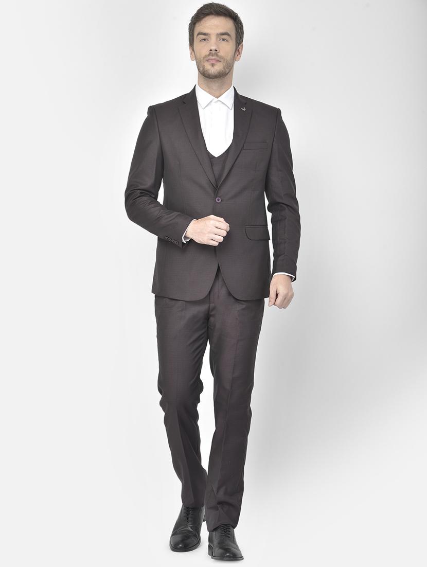 brown polyester blend single breasted suit - 18117659 - Zoom Image - 1