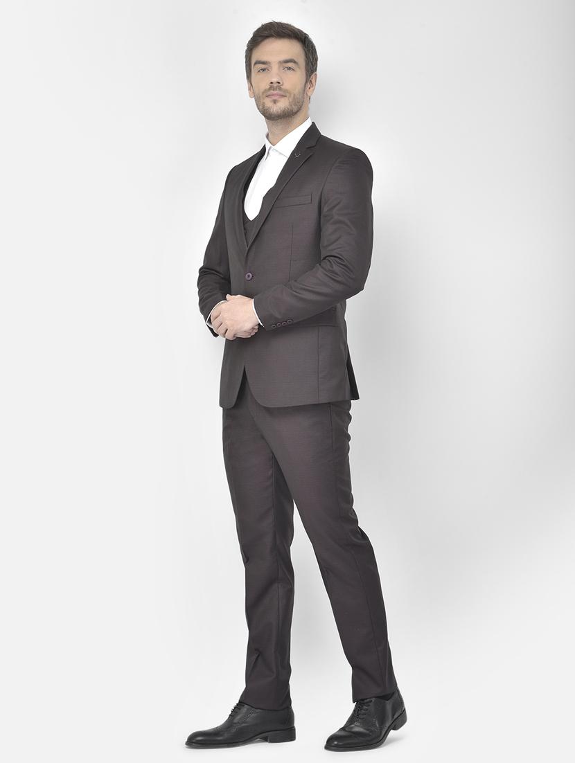 brown polyester blend single breasted suit - 18117659 - Zoom Image - 2