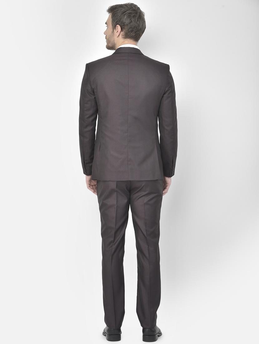 brown polyester blend single breasted suit - 18117659 - Zoom Image - 3