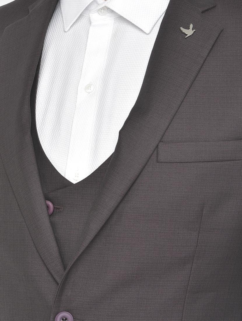 brown polyester blend single breasted suit - 18117659 - Zoom Image - 4