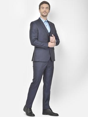 navy blue polyester blend single breasted suit - 18117660 - Standard Image - 2