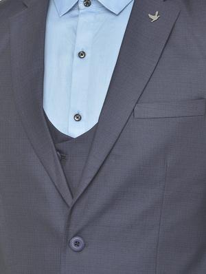 navy blue polyester blend single breasted suit - 18117660 - Standard Image - 4