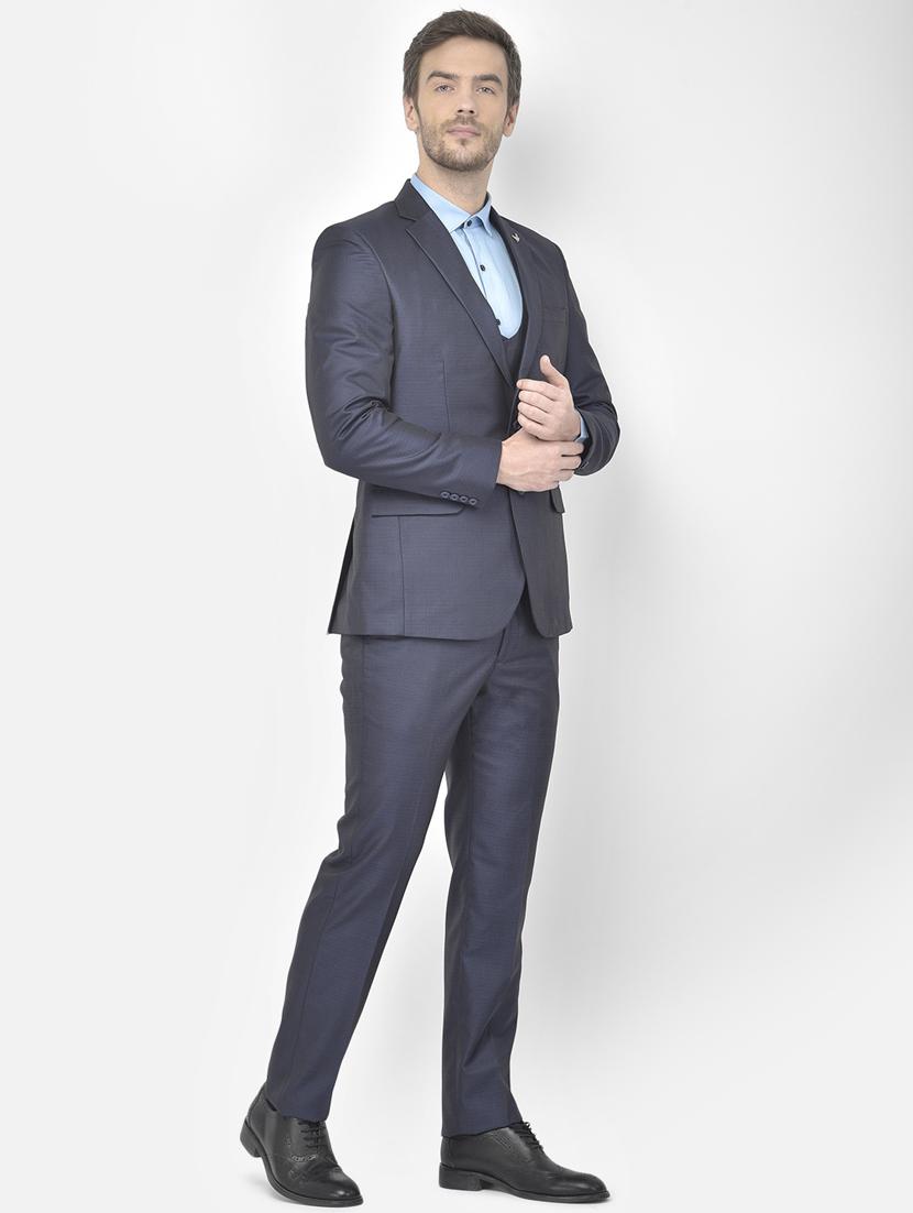 navy blue polyester blend single breasted suit - 18117660 - Zoom Image - 2