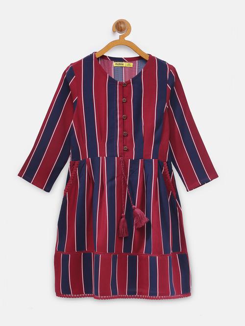 purple striped frock - 18118697 - Very Small Image - 1