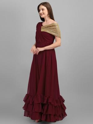 maroon fancy gown - 18119206 - Standard Image - 2
