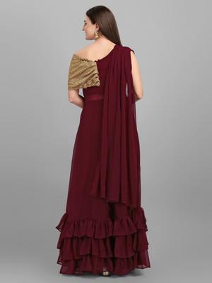 maroon fancy gown - 18119206 - Standard Image - 3