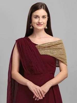 maroon fancy gown - 18119206 - Standard Image - 4