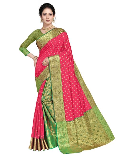 zari work woven saree with blouse - 18119463 - Standard Image - 1