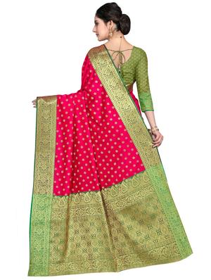 zari work woven saree with blouse - 18119463 - Standard Image - 2