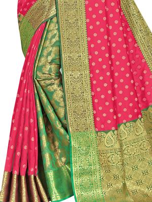 zari work woven saree with blouse - 18119463 - Standard Image - 3