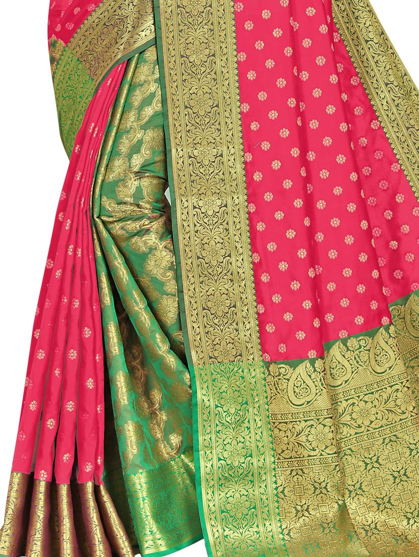 zari work woven saree with blouse - 18119463 - Zoom Image - 3