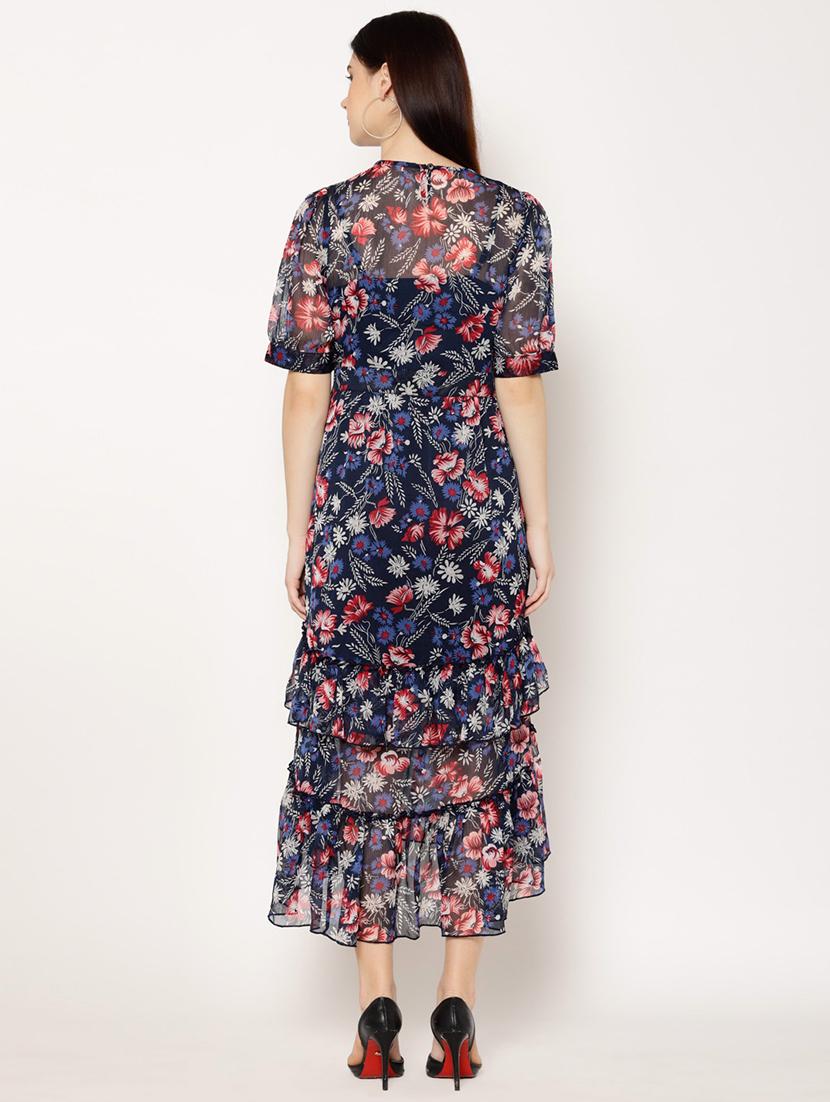 round neck floral fit & flare dress - 18119598 - Zoom Image - 3