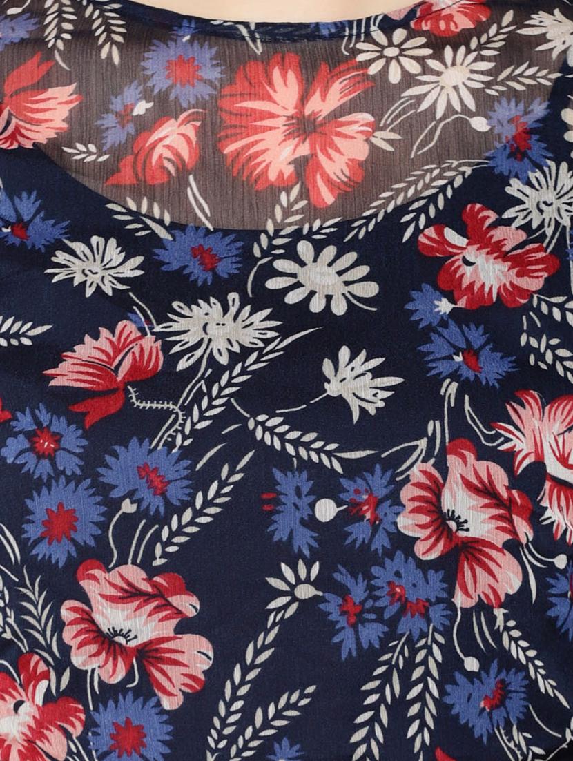 round neck floral fit & flare dress - 18119598 - Zoom Image - 4