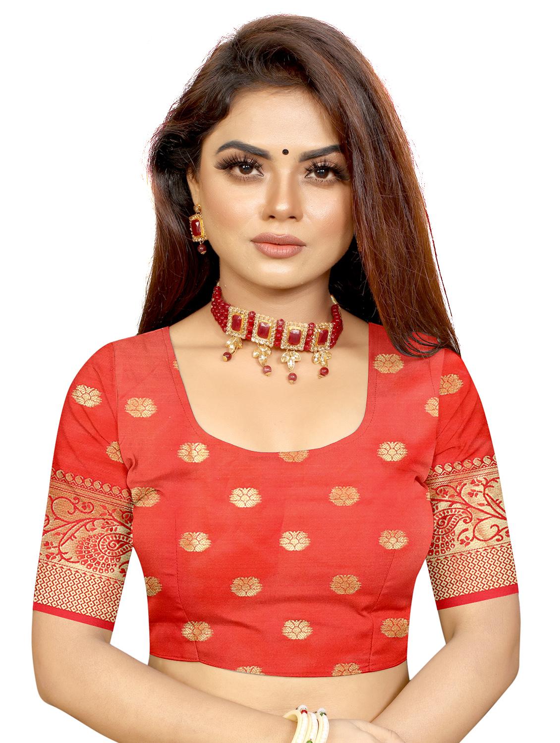 yellow silk woven saree with blouse - 18121041 - Zoom Image - 3