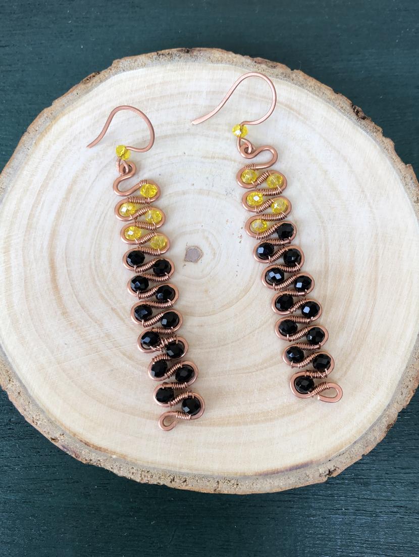 black copper drop earrings - 18121059 - Zoom Image - 2