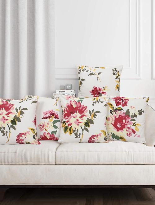 texstylers rversible assorted thick cotton block printed 16x16 inches jaipuri print cushion cover(pack of 5) - 18138405 - Very Small Image - 1